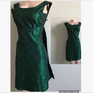 Vintage 50s barcode green dress S